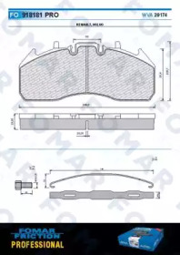 Комплект тормозных колодок, дисковый тормоз FOMAR Friction FO 918181